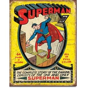 Superman Tin Sign "Retro Comic Book" USA Made
